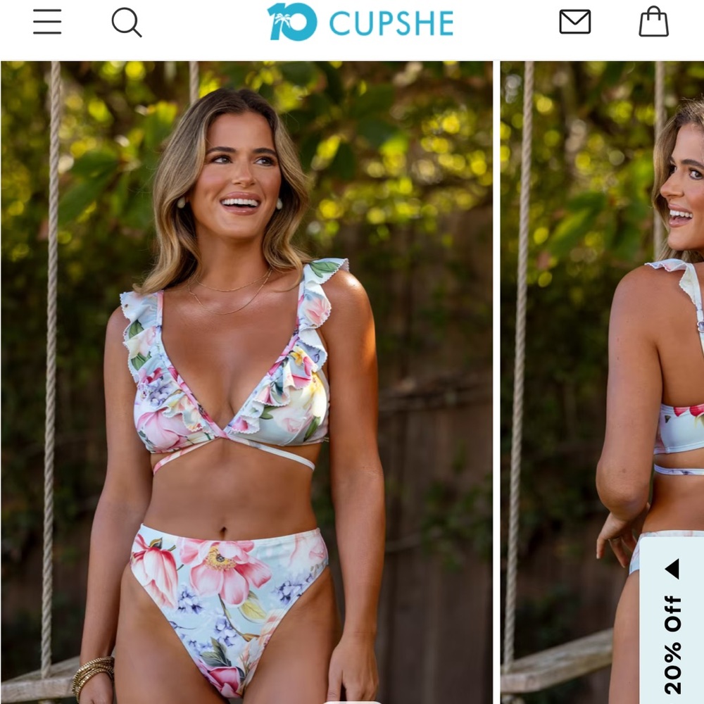 Cupshe Floral Ruffle Bikini - Multicolor